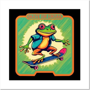 Frog skater Posters and Art